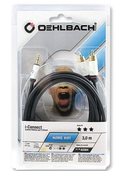 Міжблочний кабель 3.5-2RCA Oehlbach i-Connect J-35/R 150 black, 1.5м 1106 фото