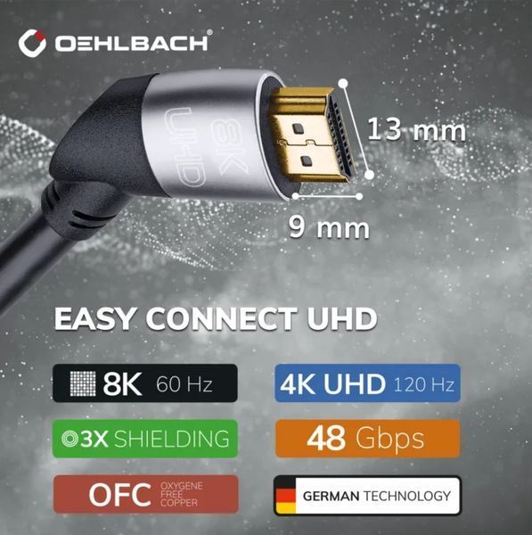 Кабель HDMI Oehlbach Easy Connect UHD, 1.5м 1138 фото