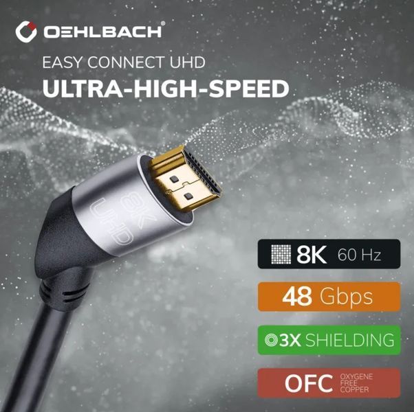 Кабель HDMI Oehlbach Easy Connect UHD, 1.5м 1138 фото