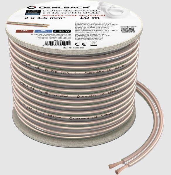 Кабель акустичний Oehlbach Speaker Wire SP-15/1000, 2х1.5 мм&sup2;, бухта 10 м 1064 фото